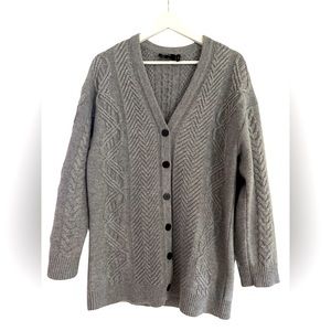 THEORY Oversized Wool Cardigan in Grey Sz S BNWT